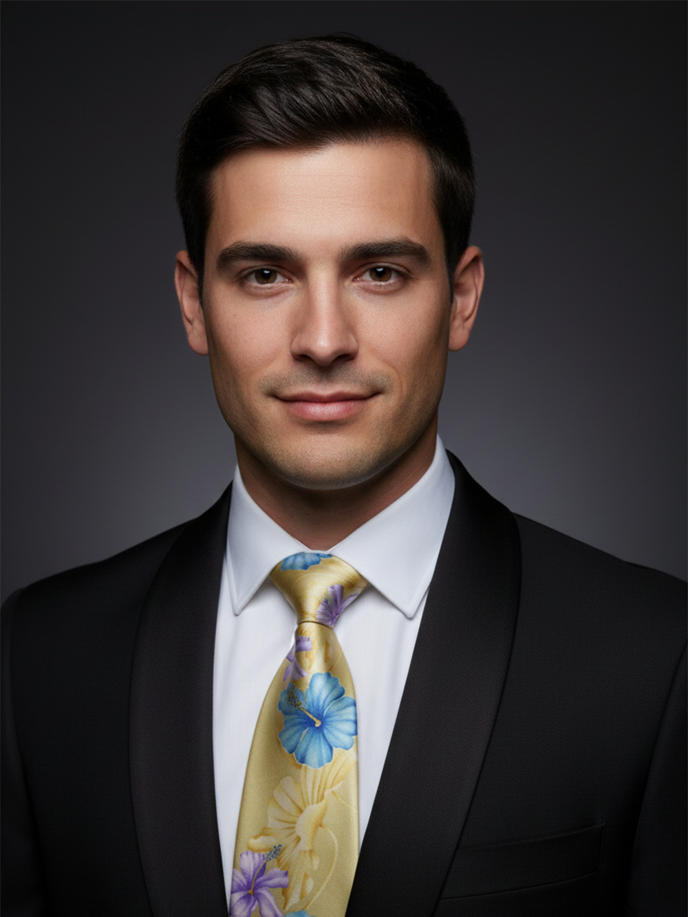 Luxury Golden Floral Printed Silk Tie for Men Elegant Designer Necktie - Image 3