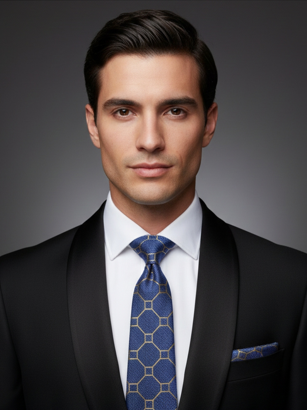 Sophisticated Blue Tie with Subtle Golden Detailing Timeless Elegance - Image 3