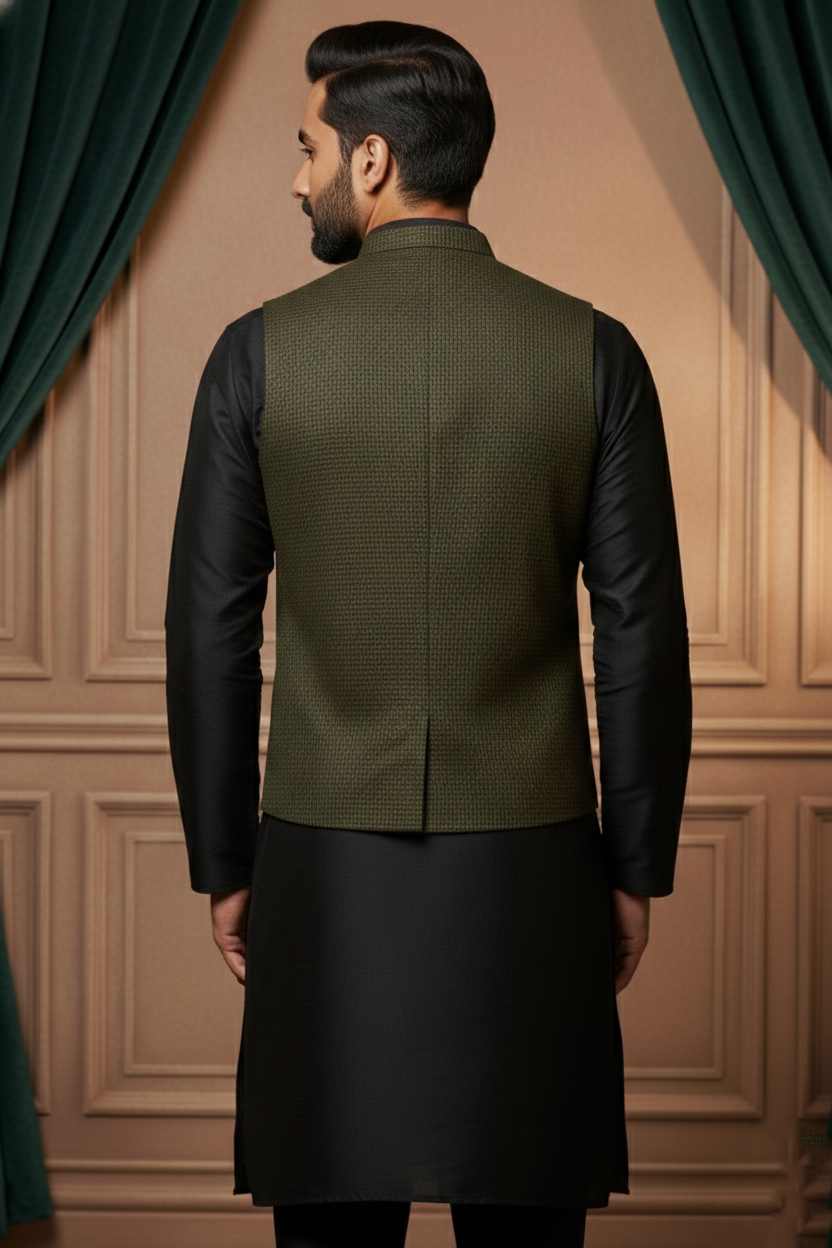 Men’s Classic Checked Waistcoat | Slim Fit Formal Vest with Button Closure | Sleeveless Suit Vest for Weddings & Business Wear - Image 3