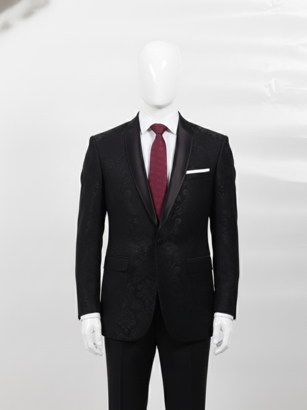 Classic Red Silk Necktie with Stylish Line Pattern - Image 3