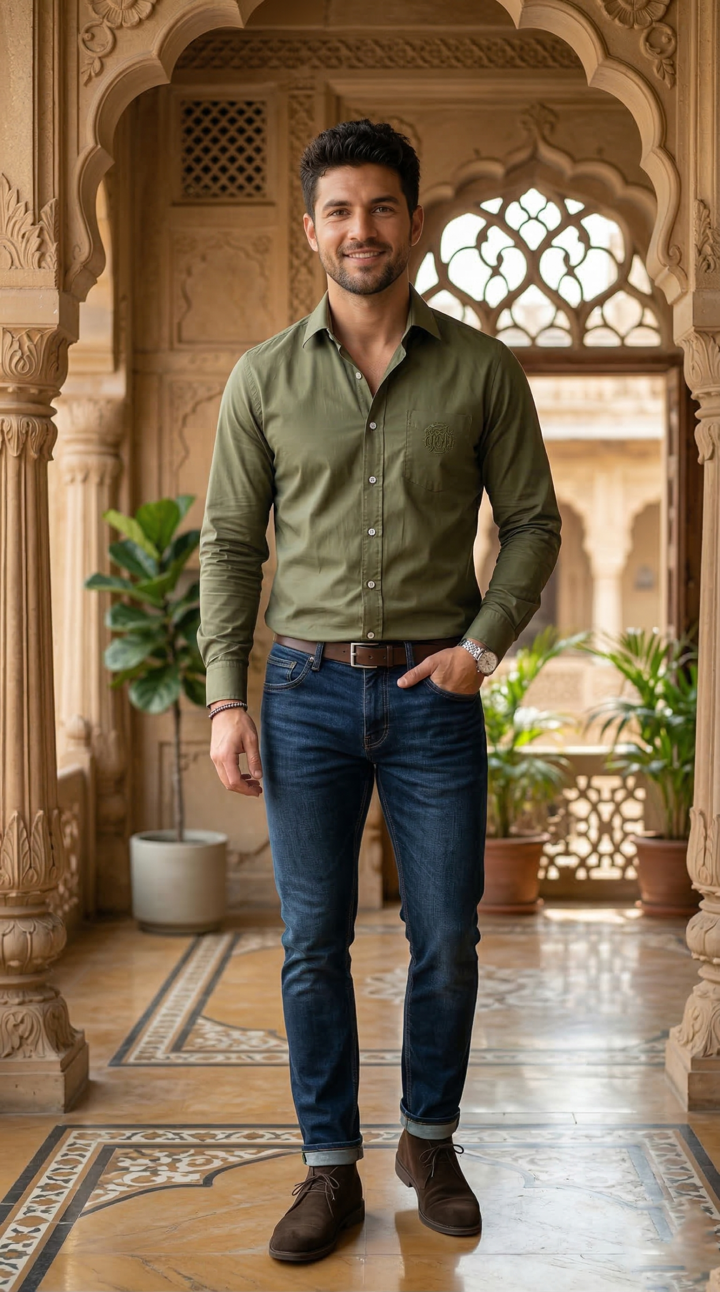 Men's Modern Olive Poplin | The Versatile Casual Essential