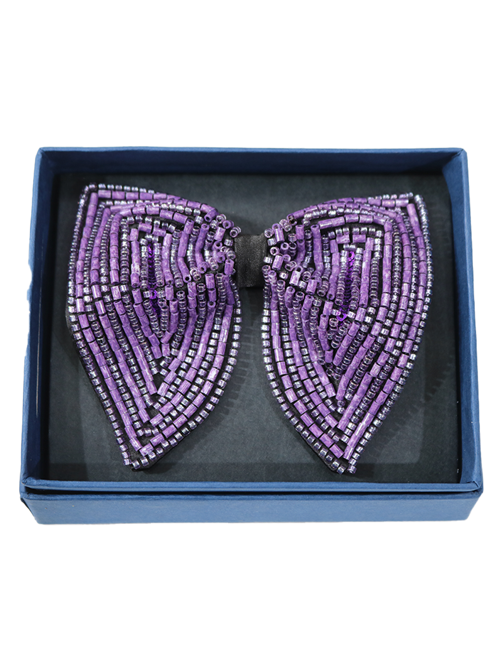 Hand-Beaded Purple Crystal Men’s Designer Bow Tie - Image 3