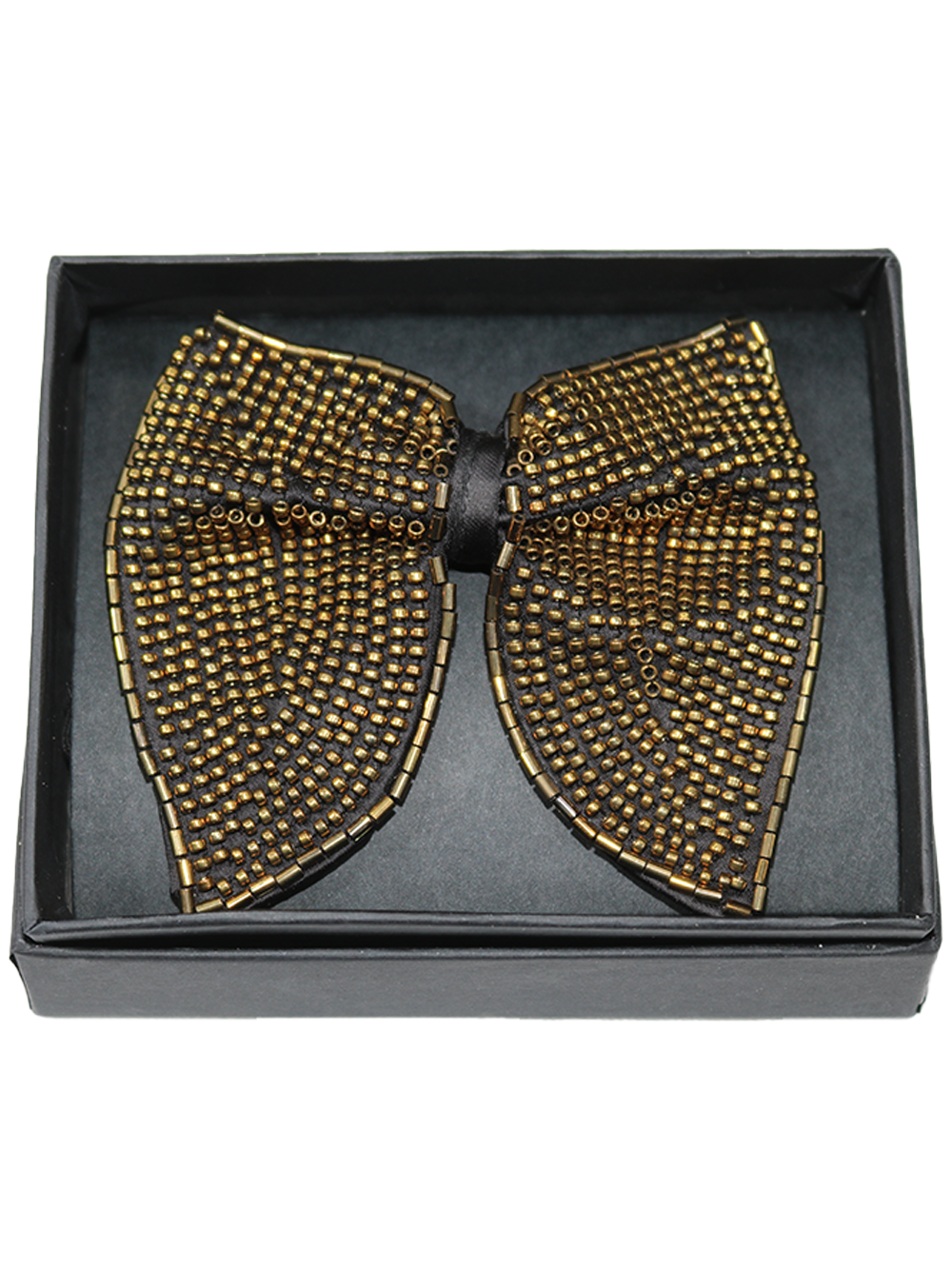 Gold Beaded Butterfly Statement Bow Tie - Image 3