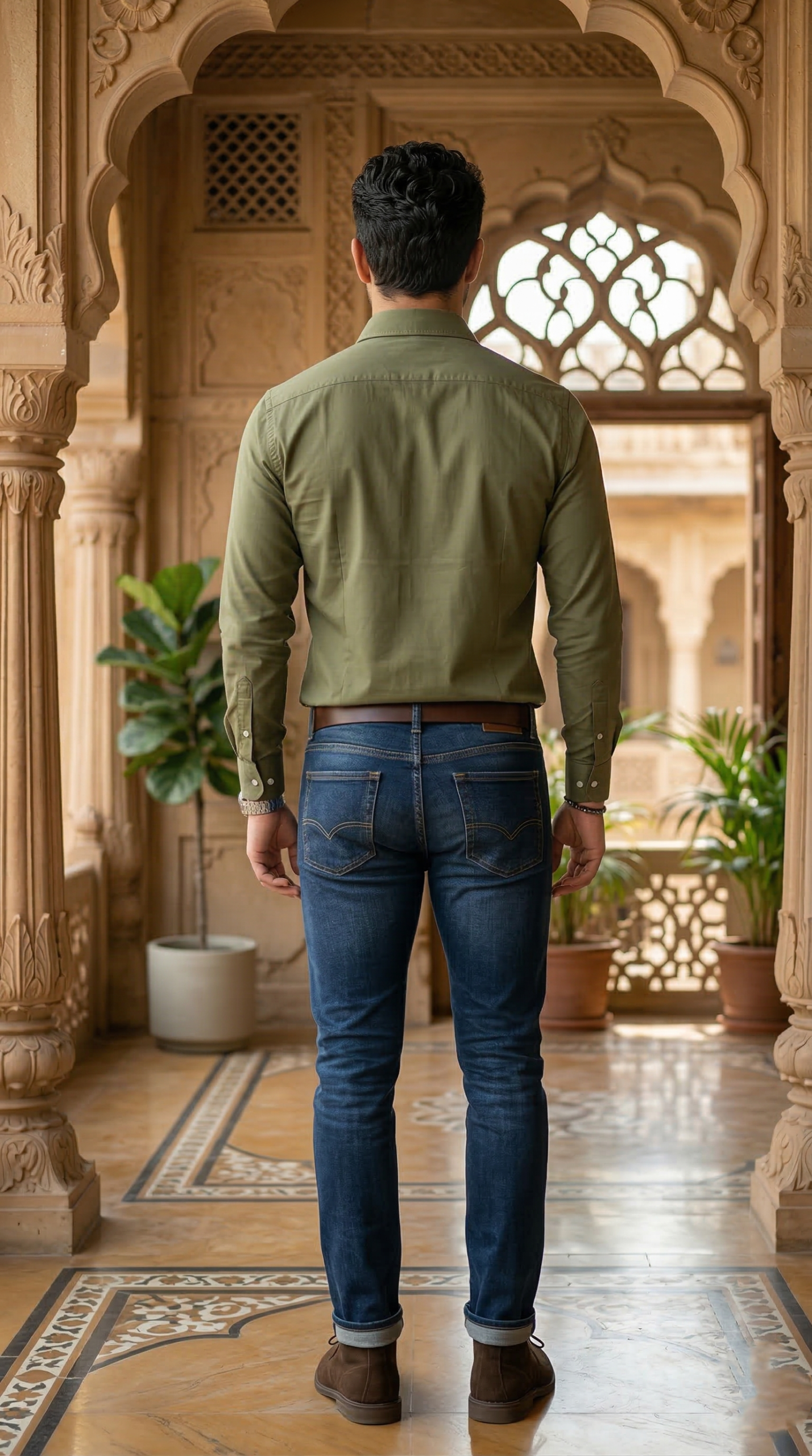Men's Modern Olive Poplin | The Versatile Casual Essential - Image 4