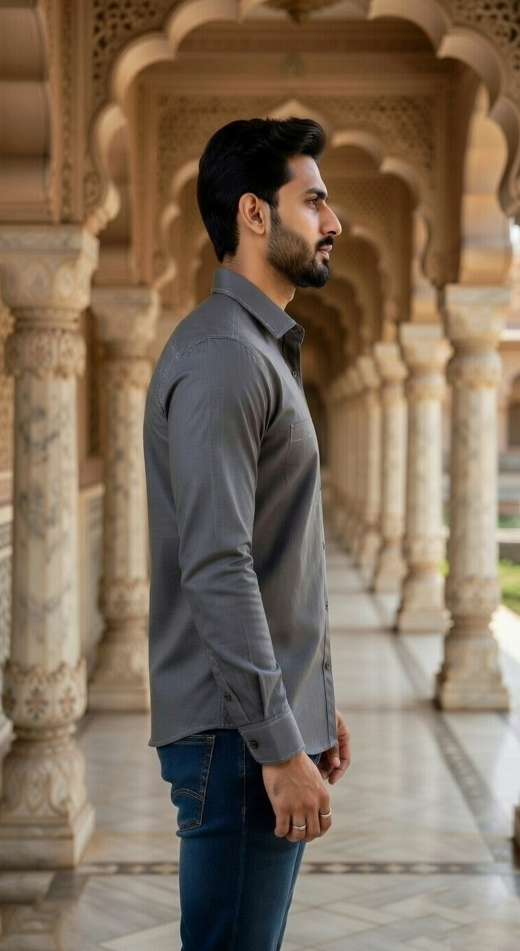 Men’s Dark Grey Casual Shirt – Premium Cotton Regular Fit Stylish Button-Down Everyday Shirt - Image 4